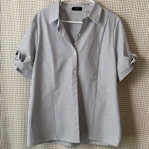 Tahari Women's Blue Striped Button Down Shirt